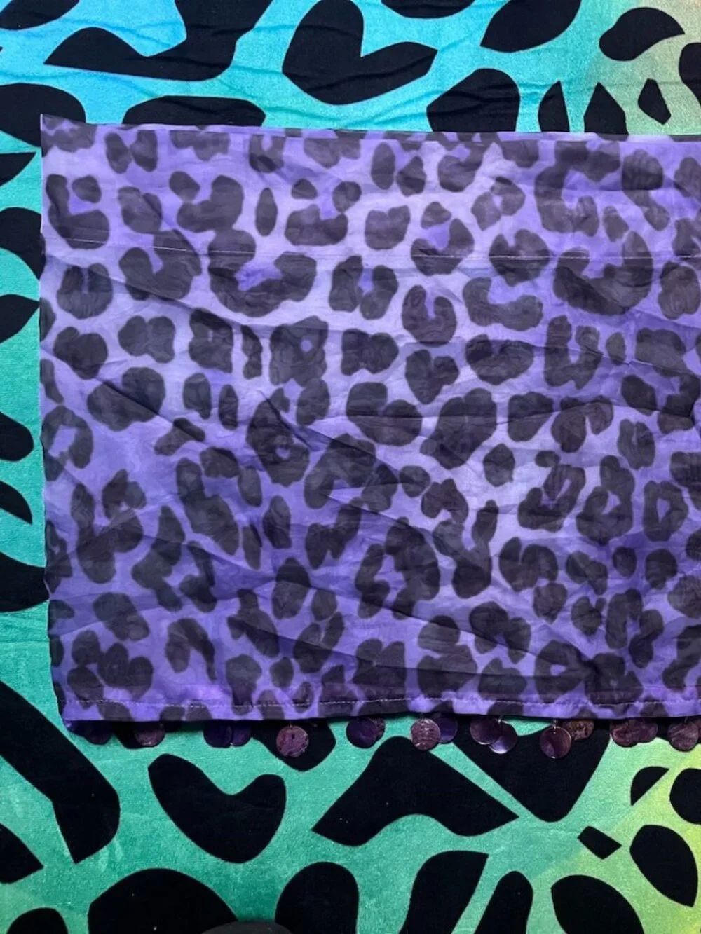PURPLE LEOPARD ANIMAL PRINT SHOWER CURTAIN TOP DECOR 100% POLYESTER